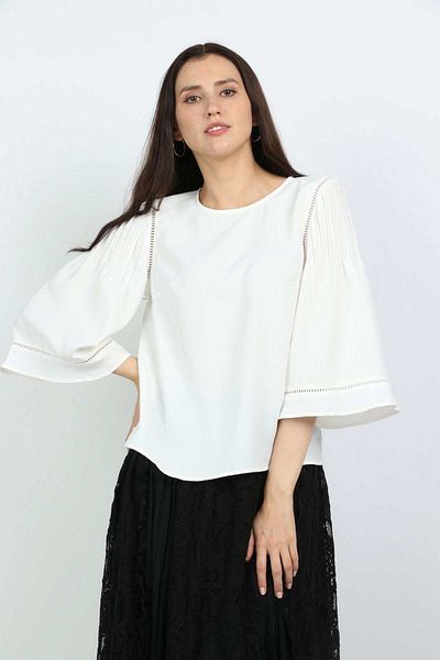 Nichii Women's Loose Solid 3/4 Sleeve Blouse