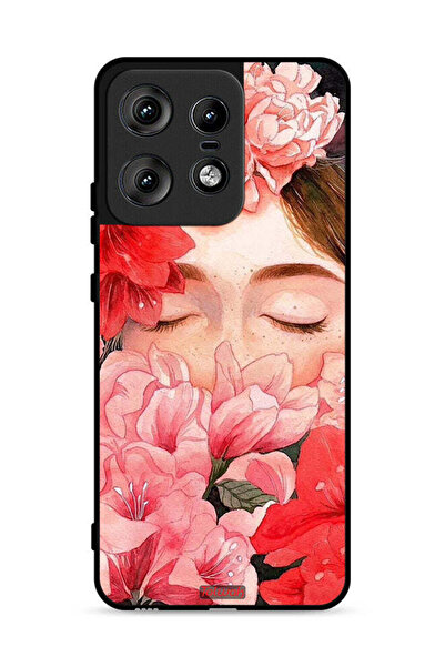 Tolwak غطاء حماية لهاتف موتورولا إيدج 50 برو 5G، وجه فتاة مخفي في فن الزهور