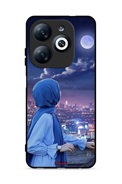 Tolwak غطاء حماية لهاتف إنفينيكس سمارت 8 4G، صورة فتاة محجبة تنظر إلى القمر
