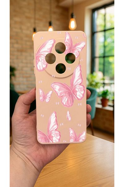 Vip Case Redmi 14C - حافظة مطاطية كلاسيكية ممتصة للصدمات من السيليكون بنمط الفراشة الوردية277