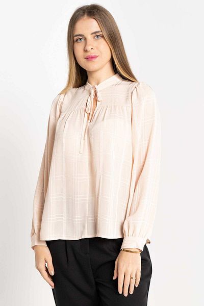 Nichii Solid Long Sleeve Blouse with V-Neck