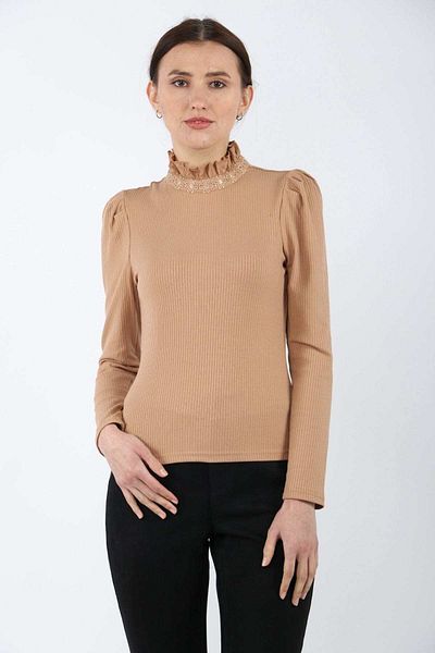 Nichii Embroidered Long Sleeve Women's Flared Neck Blouse