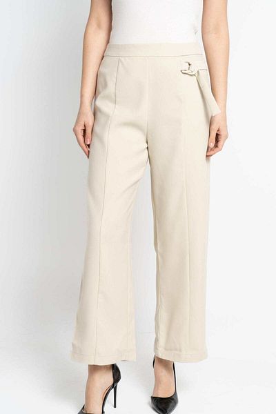 Nichii Women's Wide-Leg Long Pants with Side Ties