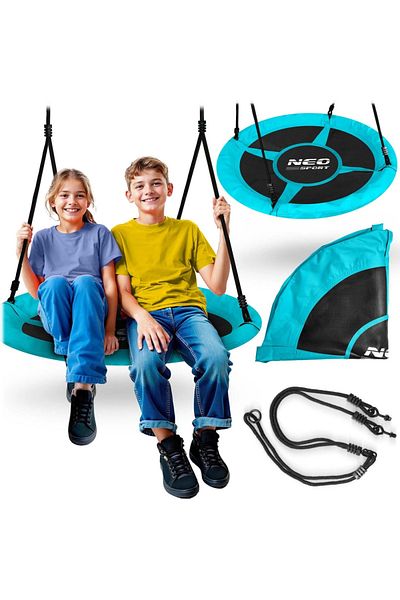 Neo-Sport Leagan tip cuib pentru copii Swingo 100 cm Turquoise cu Cadru din otel, Husa impermeabila