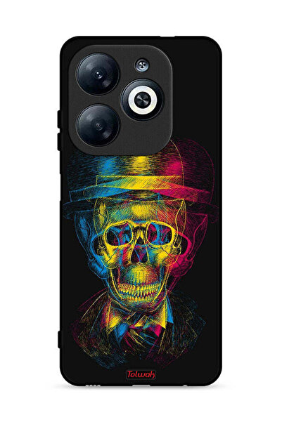 Tolwak غطاء حماية لهاتف Infinix Smart 8 4G بتصميم جمجمة وقبعة ملونة وفن خيالي