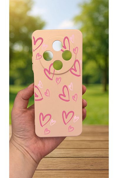 Vip Case Redmi 14C - حافظة مطاطية واقية كلاسيكية ممتصة للصدمات من السيليكون بنمط قلب وردي277