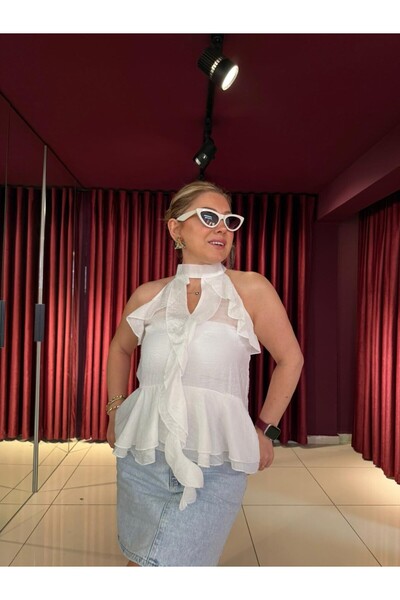 EFİL Bluză cu volan cu guler halter