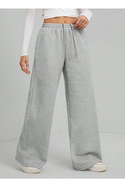 CANDERO Pantaloni de sport pentru femei, gri, largi, supradimensionați, de calitate, cu croiala largi, flexibili, confortabili, din țesătură YUS