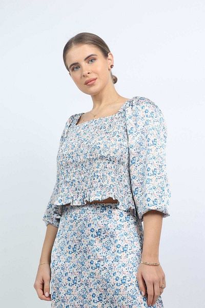 Nichii Square Neck Short Sleeve Blouse