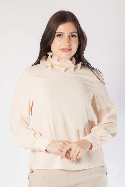 Nichii Women's Long-Sleeve Ruffled Collar Blouse