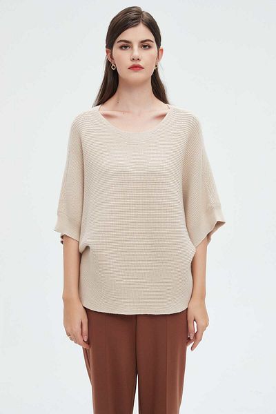 Nichii Women's Solid Blouse with Butterfly Sleeves and Round Neck
