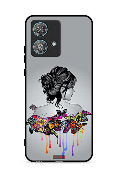 Tolwak غطاء حماية لهاتف موتورولا إيدج 40 نيو 5G، مزين برسومات فراشات وفتاة، ف...