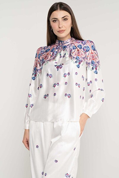 Nichii Floral Long Sleeve Blouse with Cuffs