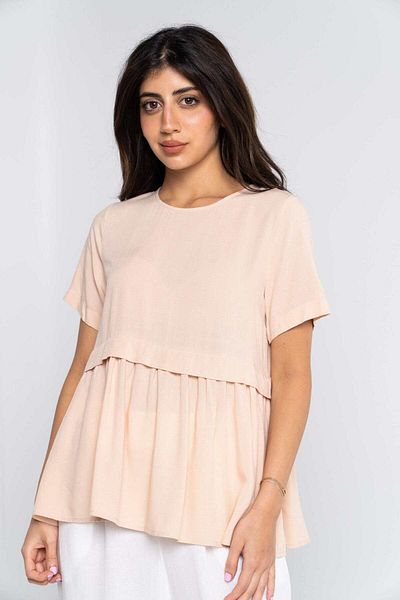 Nichii Women's Solid Short Sleeve Blouse