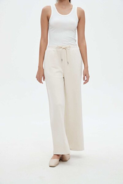 Nichii بنطلون نسائي واسع الساق مع رباط خصر