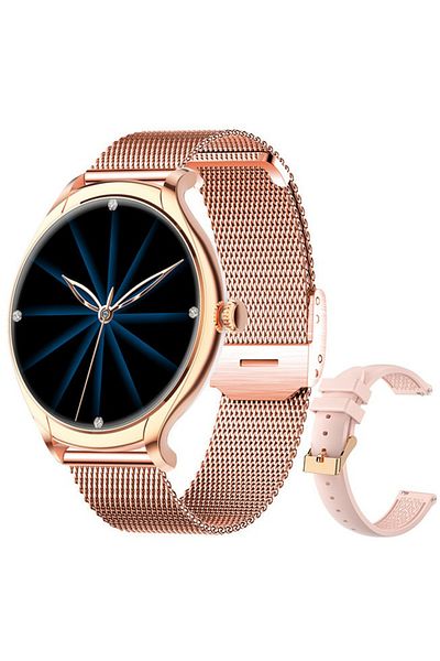 SOLTOY Ceas SmartWatch SOLTOY™ Kems, 1.39" FULL Touch Display, Curea Metalica si de silicon Rose Gold