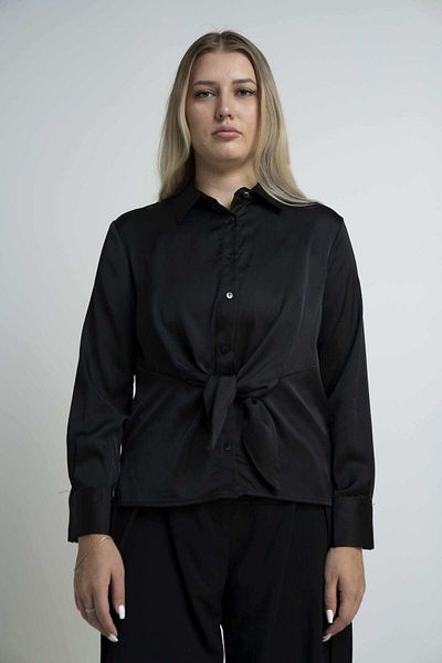 Nichii Women's Solid Long Sleeve Blouse with Front Buttons