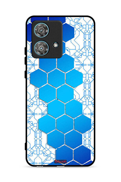 Tolwak غطاء حماية لهاتف موتورولا إيدج 40 نيو 5G بنمط شبكة أيقونات سداسية الشكل