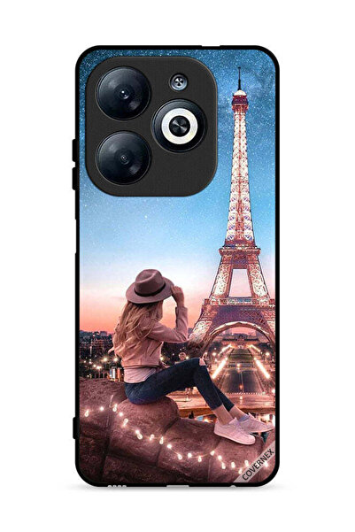 Covernex غطاء حماية لهاتف إنفينيكس سمارت 8 4G بطبعة فتاة القبعة وبرج إيفل
