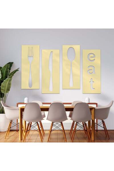 Marktna لوحة اكريلك ذهبي بنقشة أحب الأكل والطبخ