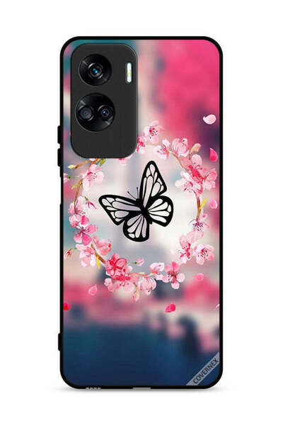 Covernex غطاء حماية لهاتف Honor 90 Lite 5G بتصميم فراشة وحلقة زهور