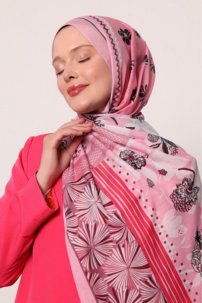 Bonjela Cotton Soft Shal Pink Series Ethnic Flower Pattern