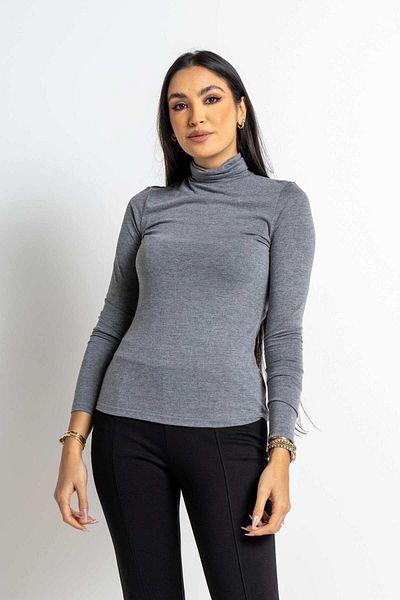 Nichii Women's Solid Long Sleeve Blouse with High Neck