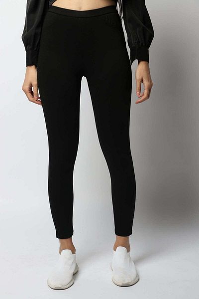 Nichii Women's High-Waisted Solid Leggings with Pockets - Long Length