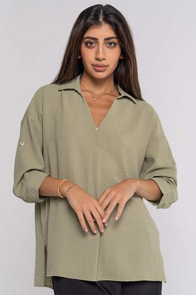 Nichii Women's Open-Side Long Sleeve Blouse
