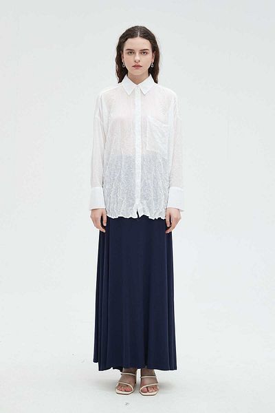 Nichii Women's Solid Long Sleeve Shirt with Front Buttons