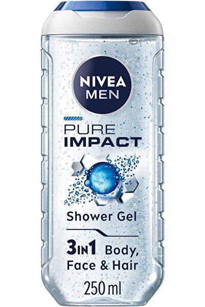 NIVEA جل استحمام بيور إمباكت 3 في 1 للرجال، ينظف الجسم والوجه والشعر، مع جزيئ...