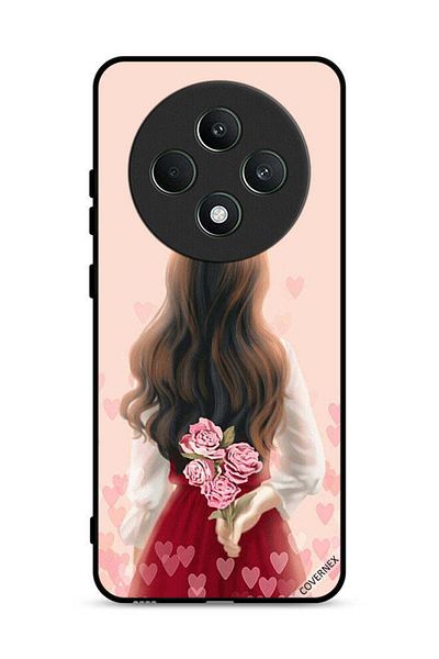 Covernex غطاء حماية لهاتف Oppo Reno12 F 5G بطبعة فتاة تخفي زهورًا
