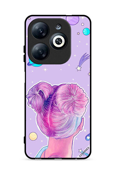 Covernex غطاء حماية لهاتف إنفينيكس سمارت 8 4G برسومات فتاة ونجوم الفضاء