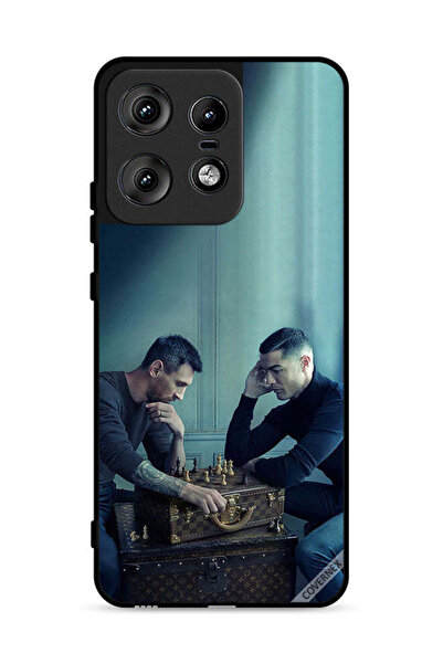 Covernex غطاء حماية لهاتف موتورولا إيدج 50 برو 5G ميسي ضد رونالدو يلعبان الشطرنج