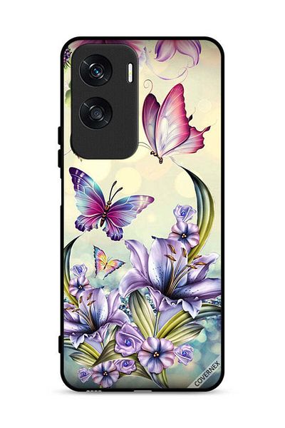 Covernex غطاء حماية لهاتف Honor X50i 5G بنقشة زهور أرجوانية وفراشات