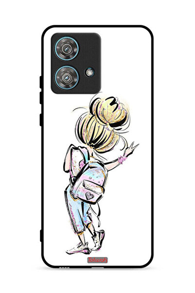 Tolwak غطاء حماية لهاتف موتورولا إيدج 40 نيو 5G، رسمة فتاة العودة إلى المدرسة