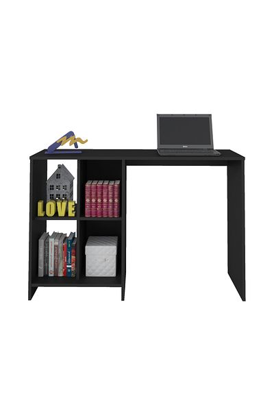 ARTLY Home computer table for home and office rooms with shelves, black color, 110*72.5*35