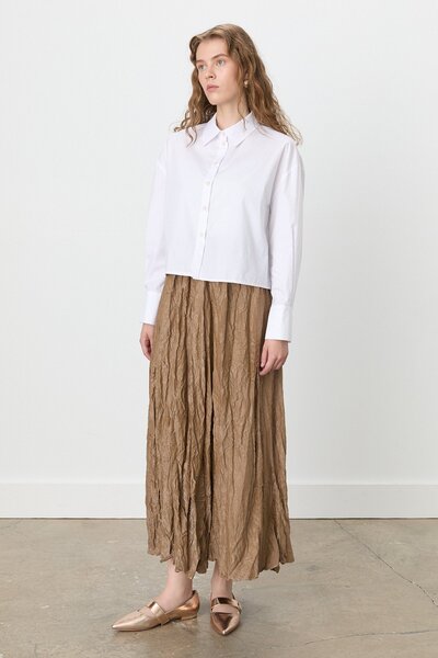 Nihan Beli Lastikli Crash Etek Açık Kahve