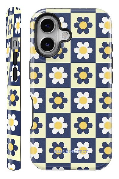 WANNA PROTECT حافظة هاتف iPhone 16 مزدوجة الطبقات ممتصة للصدمات من Dama Daisy Glossy Superior PROTECT