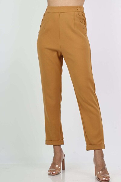 Nichii بنطلون رسمي طويل للنساء مع جيوب جانبية وأزرار