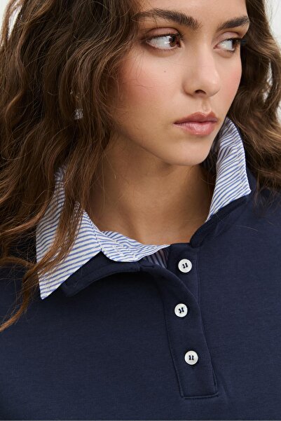 Stradivarius Polo sweatshirt in two materials