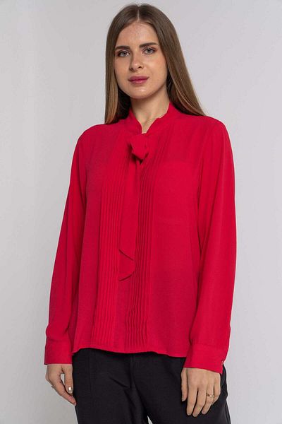 Nichii Solid Blouse with Front Pleats and Long Sleeves