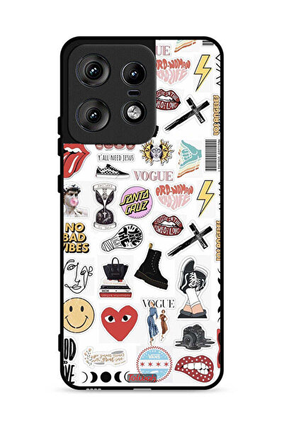 Tolwak Motorola Edge 50 Pro 5G Protective Case Cover No Bad Vibes Stickers