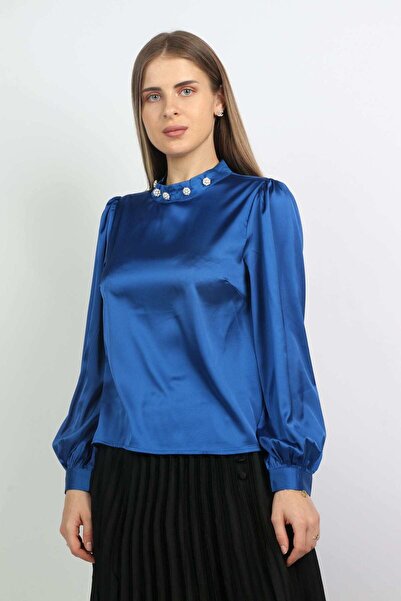 Nichii Women's Long Sleeve Plain Satin Blouse