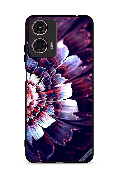Covernex غطاء حماية لهاتف موتورولا موتو جي 24 4G مزين بزهرة كبيرة عاكسة على ا...