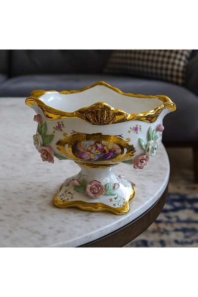 Zuccara Maison Barok Tarzı Ayaklı Dekoratif Porselen Kase