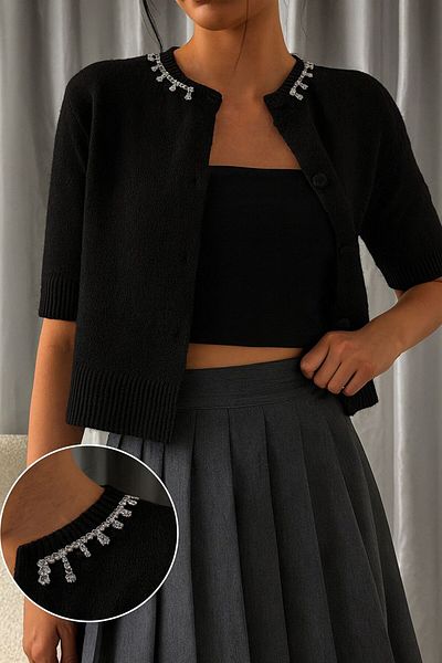 hidafashion Stone Detail Yumoş Knitwear Cardigan