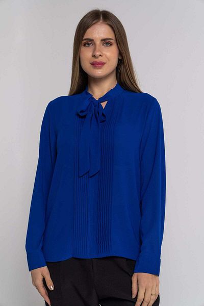 Nichii Solid Blouse with Front Pleats and Long Sleeves