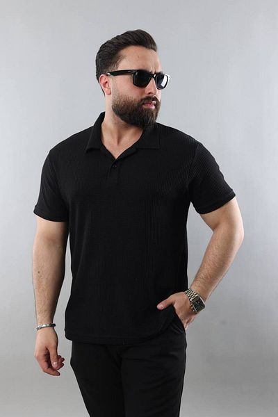 STOCX Men's Gray Buttoned Polo Neck Pique Textured T-Shirt