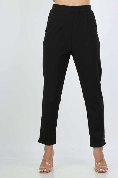 Nichii Women's Long Formal Pants with Side Pockets and Buttons